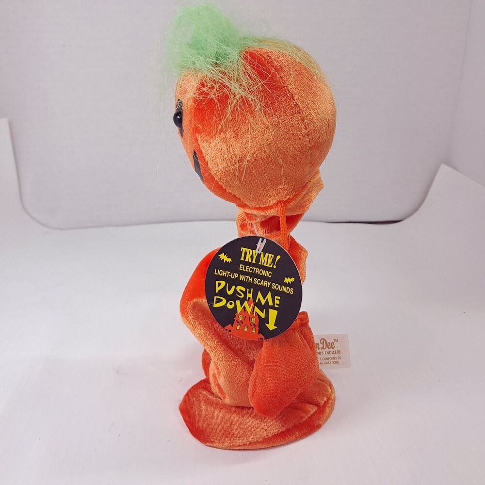 Vintage Dan Dee Pumpkin Spooky Hop & Pop up toy plush Halloween sounds Dandee - Picture 5 of 8